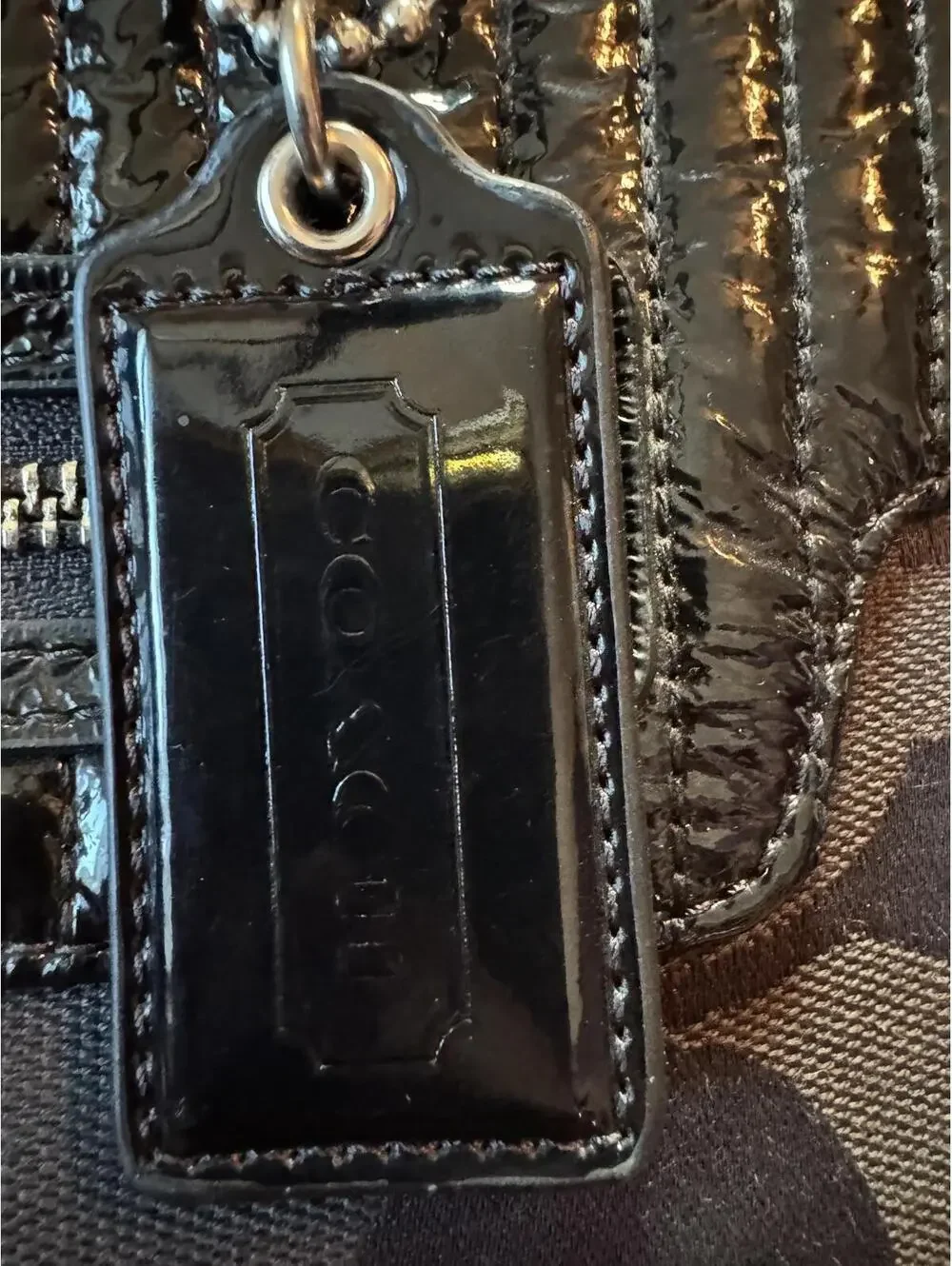 Coach Poppy Signature Glam Tote Patent Quilted Y2K